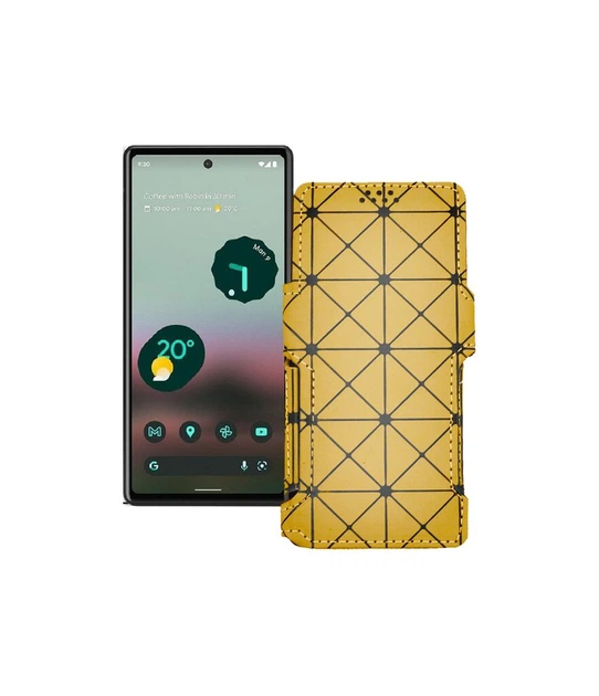 Чохол-книжка з екошкіри для телефону Google Pixel 6a Золотий ромб - Фото 1 Чохол-книжка з екошкіри для телефону Google Pixel 6a Золотий ромб - зображення 1