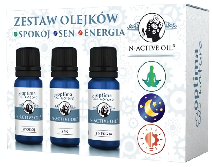 Zestaw olejków eterycznych Optima Natura N-Active Oil Spokój 10 ml + Sen 10 ml + Energia 10 ml (5905220730131) - obraz 1