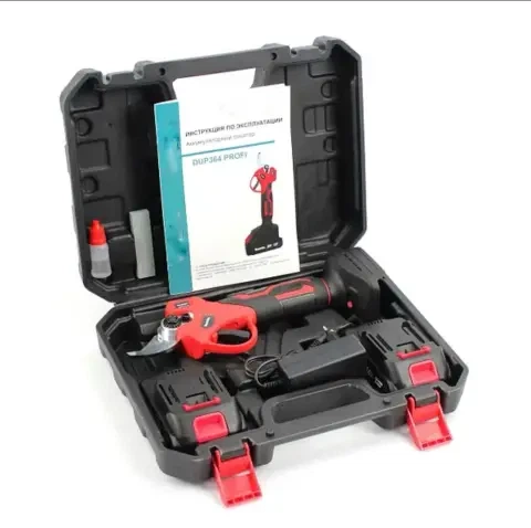 Аккумуляторный секатор DUP364 Red (24V, 5.0Ah) — Мощный комплект: 2 усиленных АКБ и кейс - изображение 4