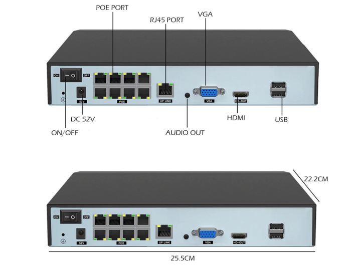 8Мп (4K) 8-портовий PoE IP Відеореєстратор NVR Usafeqlo P2P Xmeye app US4K9CHPOE8 - Фото 2 8Мп (4K) 8-портовий PoE IP Відеореєстратор NVR Usafeqlo P2P Xmeye app US4K9CHPOE8 - зображення 2