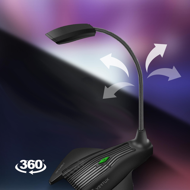 Mikrofon Vertux VertuMic-1 LED USB Black (MICVERTUMIC1) - obraz 2