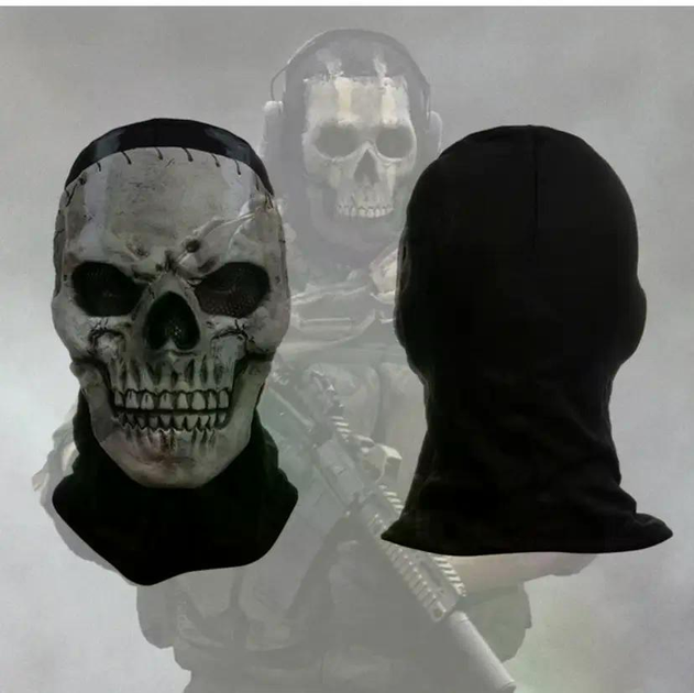 Маска балаклава призрак череп с челюстью Ghost Call of Duty PRO черная латекс One Size - изображение 6