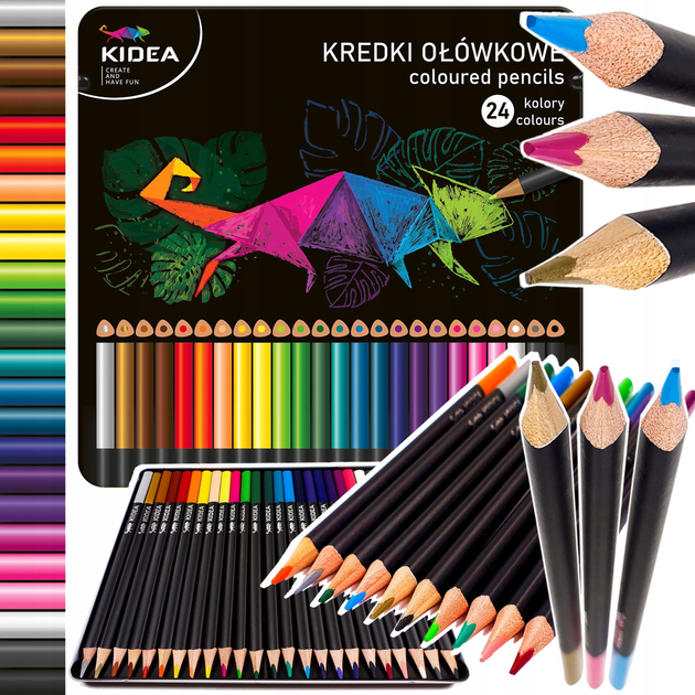 Kredki ołówkowe Kidea w metalowym pudełku 24 szt (5901130077625) - obraz 2
