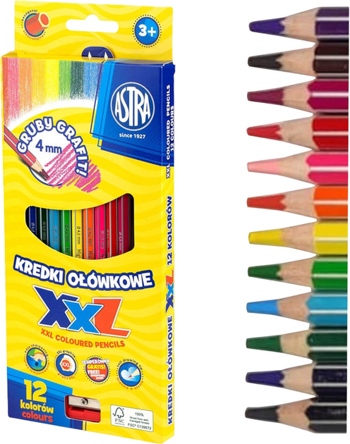 Kredki ołówkowe Astra XXL 12 szt (5901137128146) - obraz 2