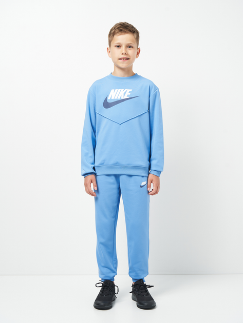 Подростковый спортивный костюм (свитшот + штаны) Nike K Nsw Tracksuit Poly Crew Hbr FD3090-489 147-158 см Голубой (197859882328) 