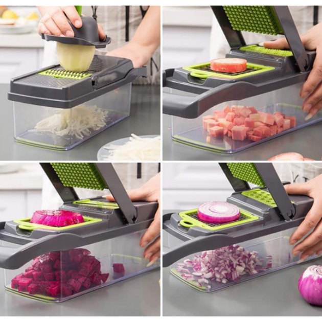 Овочерізка подрібнювач 14 в 1 з контейнером Мультислайсер Kitchen Ideas Veggie Slicer ситечко для яєць - зображення 3