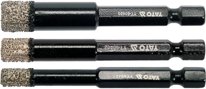 Zestaw diamentowych wierteł YATO do gresu 3 szt YT-60409 (5906083077074) - obraz 3