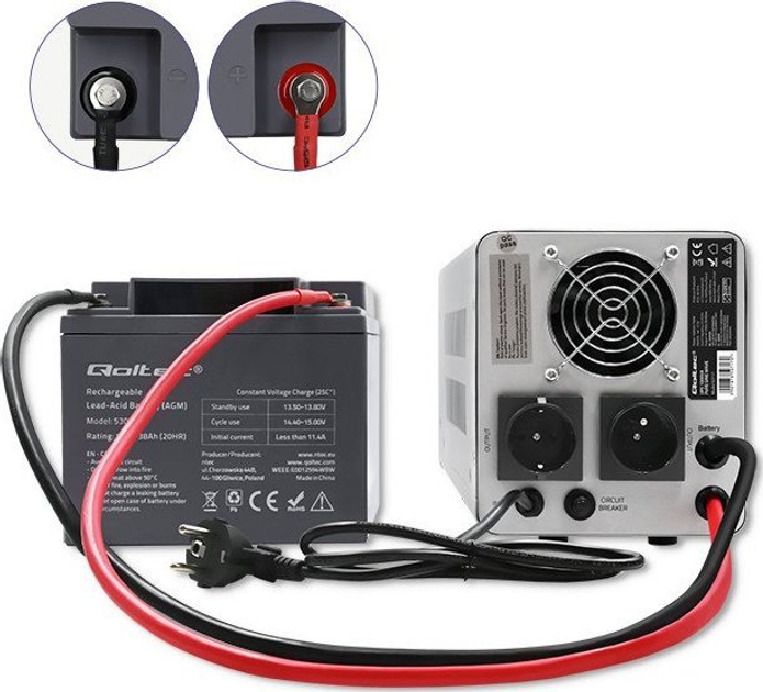 UPS Qoltec Pure Sine Wave 1000VA/700W Stala faza (50717) (955555906181415) - Outlet - obraz 4