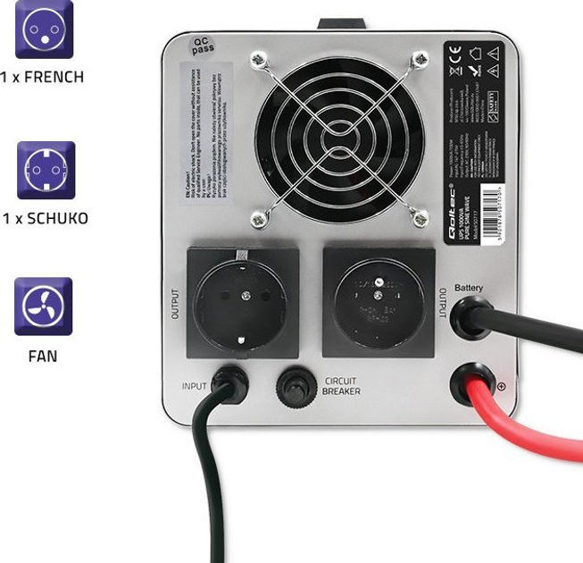 UPS Qoltec Pure Sine Wave 1000VA/700W Stala faza (50717) (955555906181415) - Outlet - obraz 6
