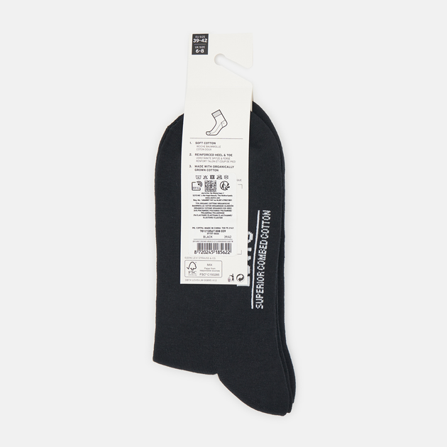Набір чоловічих шкарпеток високих бавовняних 2 пари Levi's Short Cut Logo Sport 2P 7012105670080 39-42 Чорний (8720245185622) - зображення 2