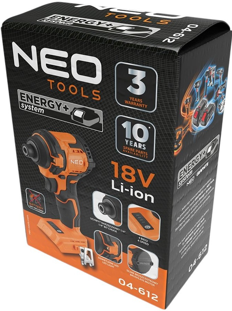 Акумуляторний ударний гайковерт NEO Tools 18V 300 Нм HEX 1/4" 04-612 без акумулятора та зарядного пристрою (5907558465600) - зображення 8
