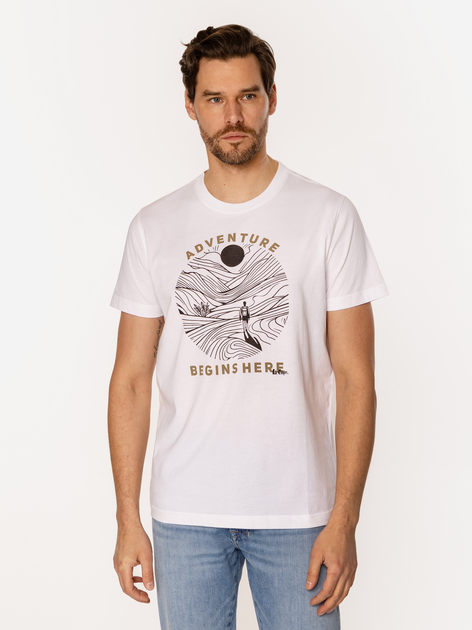Футболка бавовняна довга чоловіча Lee Cooper Adventure-1145 2XL Біла (5905991727811) - зображення 1