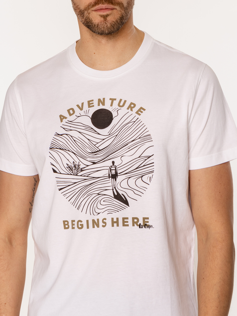 T-shirt męski z nadrukiem bawełniany Lee Cooper Adventure-1145 L Biały (5905991727798) - obraz 4