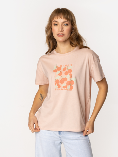Футболка бавовняна жіноча Lee Cooper Cherry-1145 M Персикова (5905991729266) - зображення 1