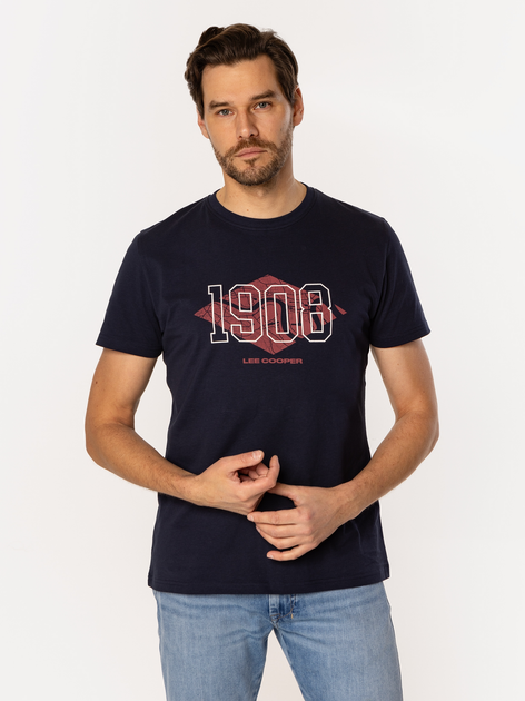 Футболка бавовняна довга чоловіча Lee Cooper Diamond4-1160 XL Темно-синя (5905991735762) - зображення 3