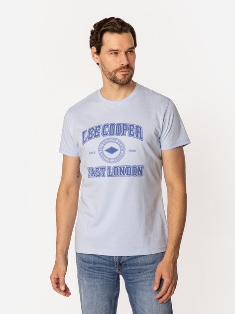 Футболка бавовняна довга чоловіча Lee Cooper East-London4 3XL Блакитна (5905991735861) - зображення 3