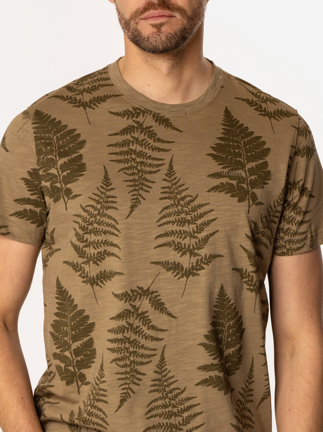 T-shirt męski z nadrukiem bawełniany Lee Cooper Fern-3170 XL Khaki (5905991727842) - obraz 4