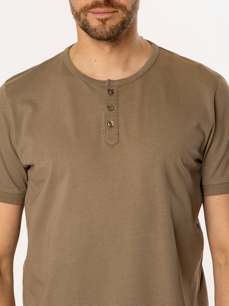 Футболка бавовняна довга чоловіча Lee Cooper Henley-1160 L Хакі (5905991736615) - зображення 4