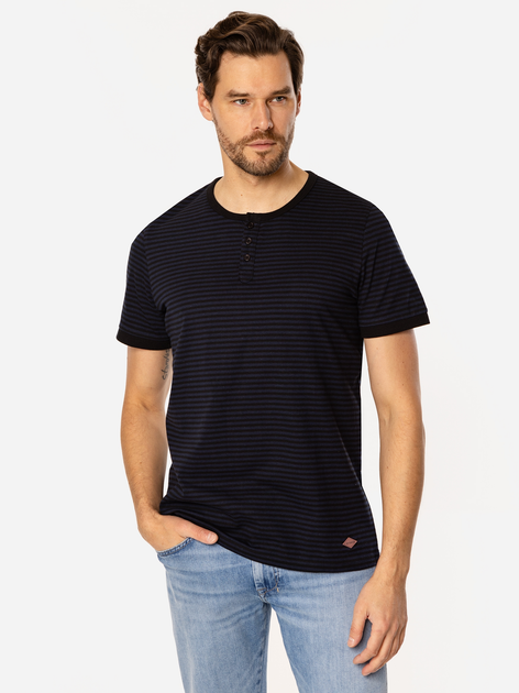 T-shirt męski w paski bawełniany Lee Cooper Henley4-1160 2XL Czarny (5905991736738) - obraz 3