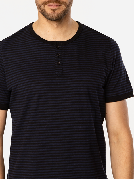 Футболка бавовняна довга чоловіча Lee Cooper Henley4-1160 3XL Чорна (5905991736745) - зображення 4