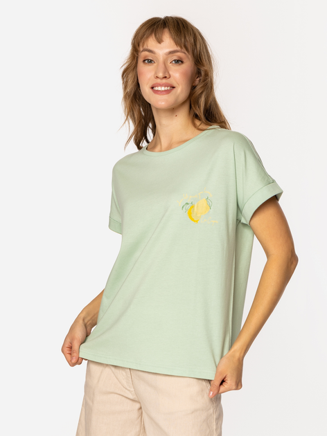 Футболка бавовняна жіноча Lee Cooper Lemon Fruit-1145 S М'ятна (5905991729204) - зображення 3