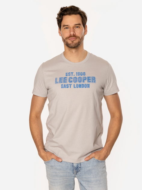 Футболка бавовняна довга чоловіча Lee Cooper East London3-1160 2XL Бежева (5905991726623) - зображення 1