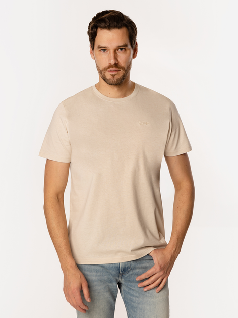 T-shirt męski basic bawełniany Lee Cooper Obutch-875 M Beżowy (5905991736516) - obraz 3