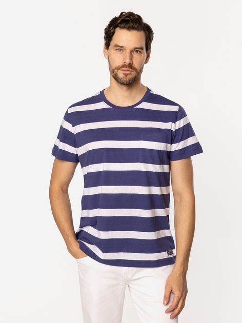 T-shirt męski w paski bawełniany Lee Cooper Pocket3-8515 M Fioletowy (5905991728047) - obraz 1