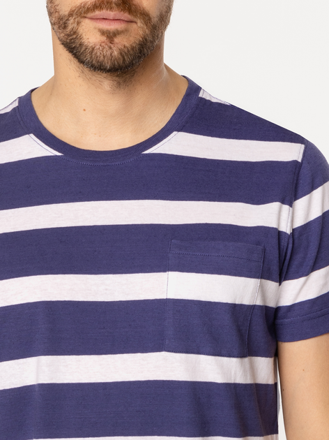 T-shirt męski w paski bawełniany Lee Cooper Pocket3-8515 XL Fioletowy (5905991728061) - obraz 3