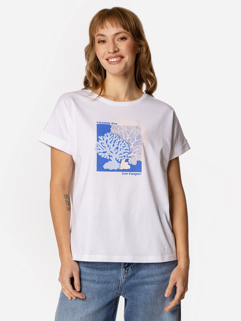 Футболка бавовняна жіноча Lee Cooper Trees-1160 M Біла (5905991729303) - зображення 3