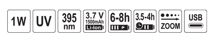 Latarka YATO ultrafioletowa i okulary 1W (YT-08587) - obraz 5