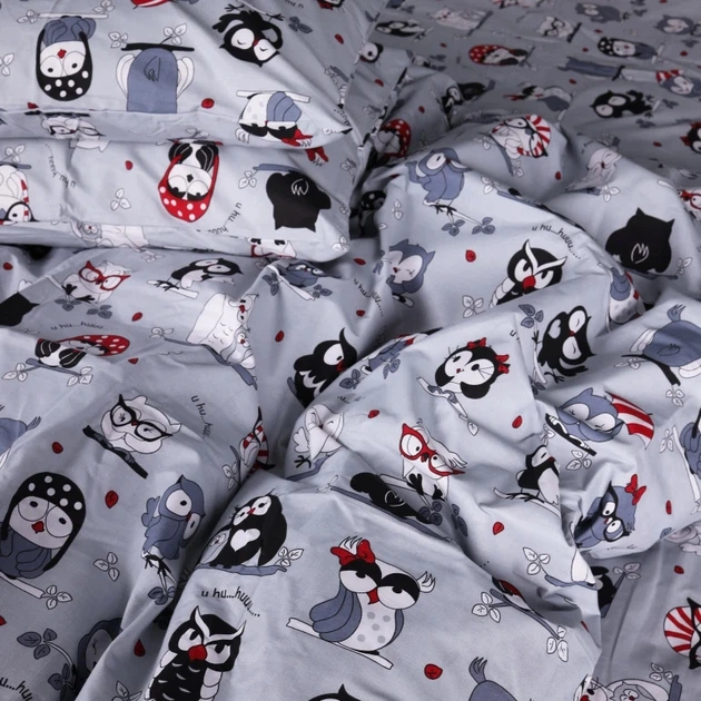 Пододеяльник MirSon Бязь 17-0672 Silver Owlets 175х210 (2200010182750) - изображение 5