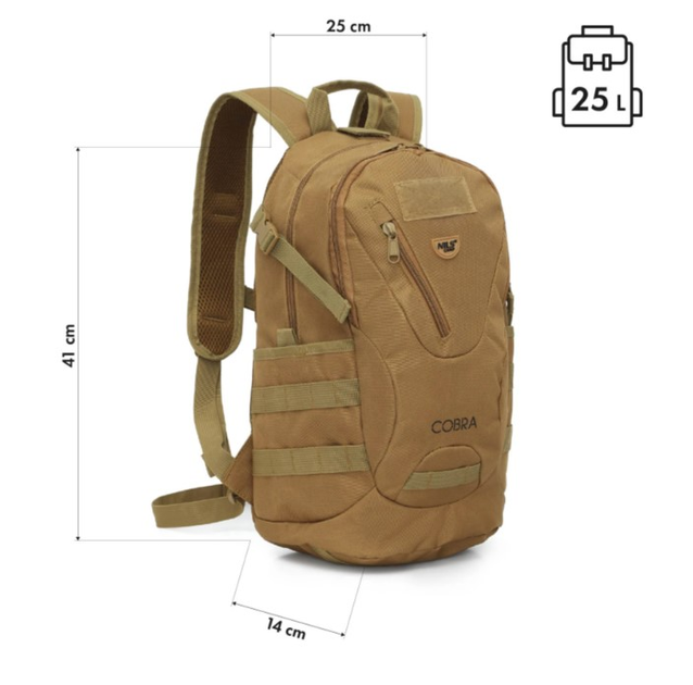 Рюкзак тактичний Nils Camp Cobra NC3905 25L Коричневий (5908261681967) - зображення 6