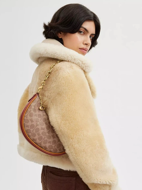 Сумка кросс-боди женская из натуральной кожи маленькая Coach Mira Shoulder Bag In Signature Canvas BG-COA-96 Коричневая (196395288984) - Фото 3 Сумка кросс-боди женская из натуральной кожи маленькая Coach Mira Shoulder Bag In Signature Canvas BG-COA-96 Коричневая (196395288984) - изображение 3