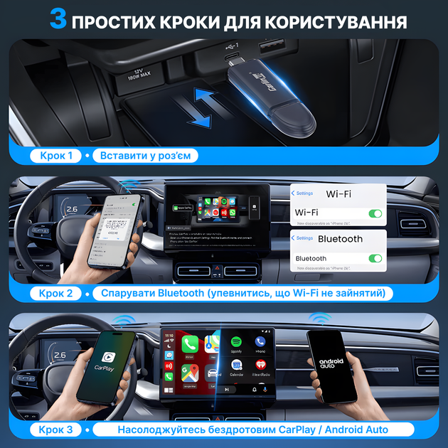 Адаптер CarlinKit SE mini pro v5.0 для беспроводного Apple CarPlay / Android Auto USB - Type-C (6972185560720) - изображение 5