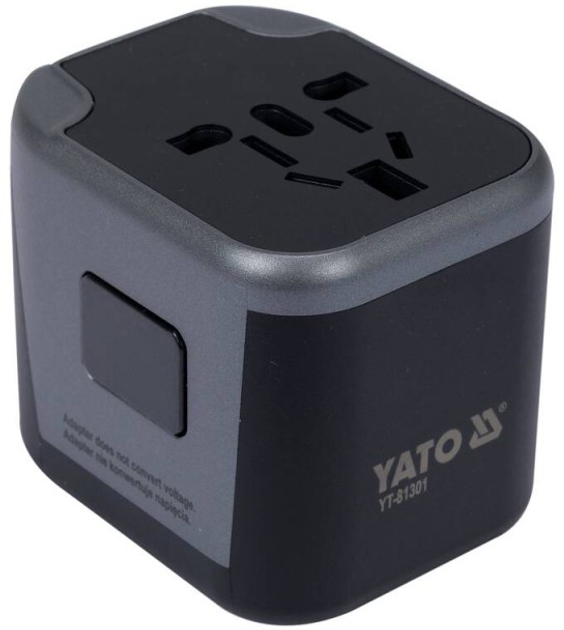 Gniazdo zasilacza YATO 110-240 V do 8 A z gniazdem uniwersalnym z USB i wtyczkami YT-81301 (5906083084966) - obraz 2