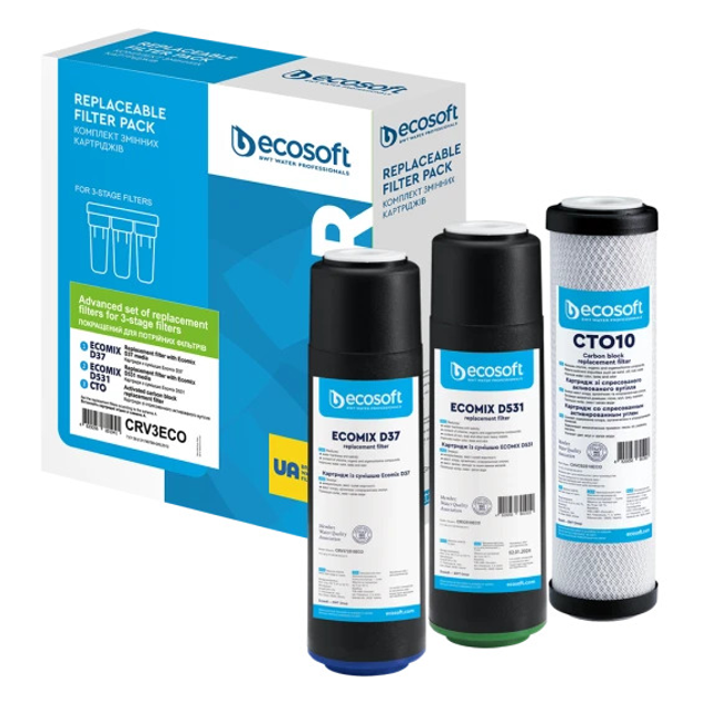 Комплект картриджів Ecosoft CRV3ECO покращений для потрійних фільтрів - зображення 1