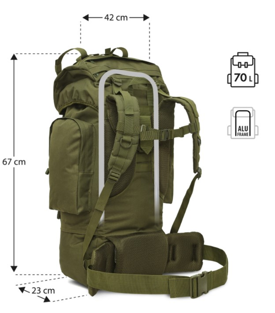 Рюкзак тактичний Nils Camp Eagle NC3901 70L Зелений (5908261681868) - зображення 6