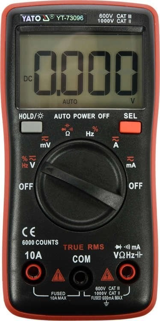 Мультиметр YATO True RMS LCD діапазон до 6000 (YT-73096) (5906083072239) - зображення 3