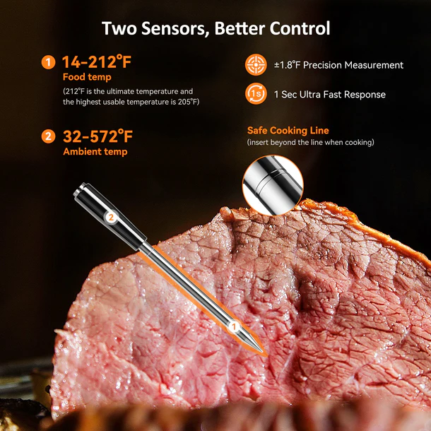 BBQ термометр Inkbird INT-21-B цифровий із Bluetooth 5.4 кулінарний на 1 бездротовий щуп - Фото 4 BBQ термометр Inkbird INT-21-B цифровий із Bluetooth 5.4 кулінарний на 1 бездротовий щуп - изображение 4
