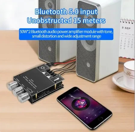 Стерео усилитель звука ZK-502MT 50Вт*2 канала, Bluetooth v5.0
