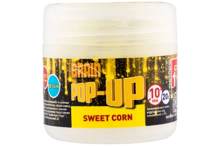 Бойли Brain Pop-Up F1 Sweet Corn (кукурудза) 8мм/20г (8101007007) - Фото 1 Бойли Brain Pop-Up F1 Sweet Corn (кукурудза) 8мм/20г (8101007007) - зображення 1