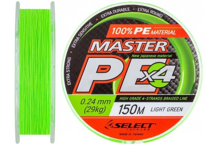 Шнур Select Master PE 150м/ 0.24мм (салатовый) (3200201009) - Фото 1 Шнур Select Master PE 150м/ 0.24мм (салатовый) (3200201009) - изображение 1