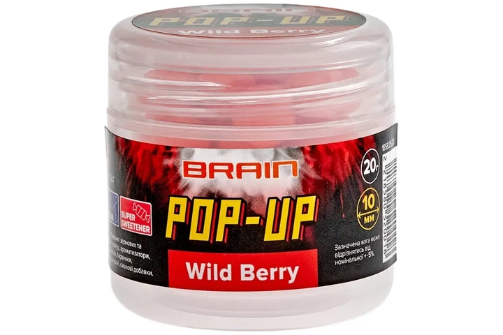 Бойли Brain Pop-Up F1 Wild Berry (суниця) 10мм/20г (8101001027) - Фото 1 Бойли Brain Pop-Up F1 Wild Berry (суниця) 10мм/20г (8101001027) - зображення 1