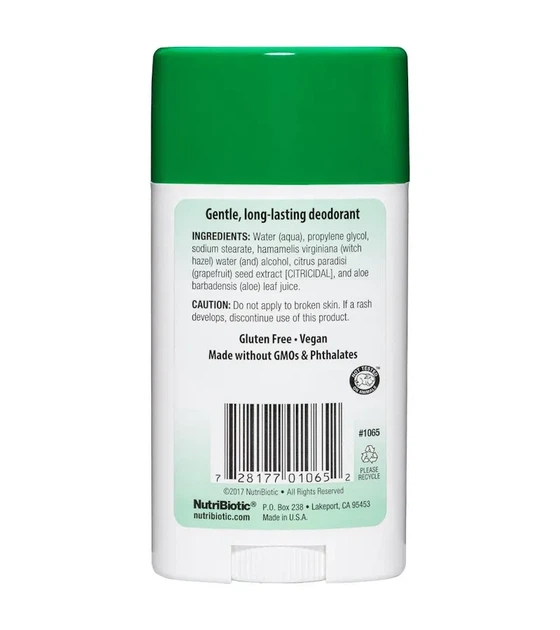 Дезодорант без запаха с алоэ и экстрактом семян грейпфрута Deodorant Unscented NutriBiotic 75 г - изображение 2