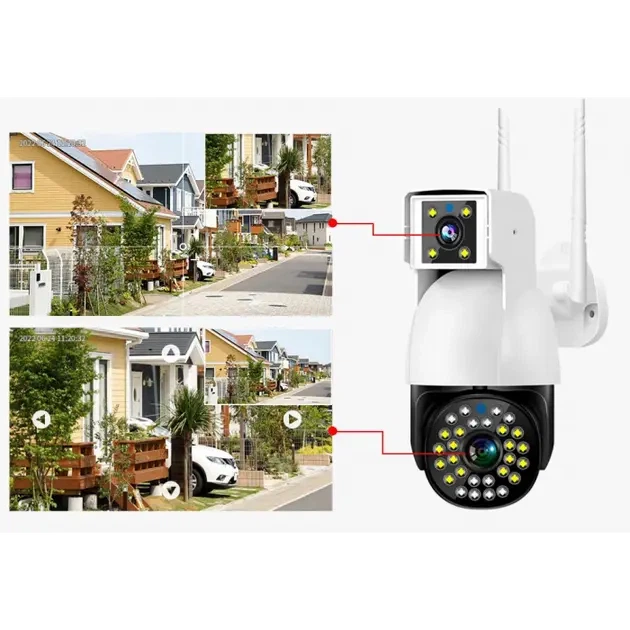 Беспроводная Камера DUAL CAMERA P12 WIFI IP 360/90 V380PRO 3+3.0mp Поворотная Уличная с Датчиком Движения - изображение 4