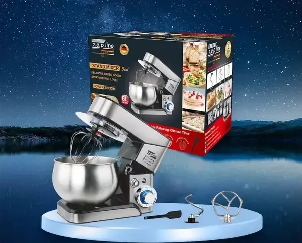 Планетарный миксер тестомес Zepline ZP-105 из нержавеющей стали Кухонный комбайн с чашей на 6л мощностью 3500 Вт - изображение 3
