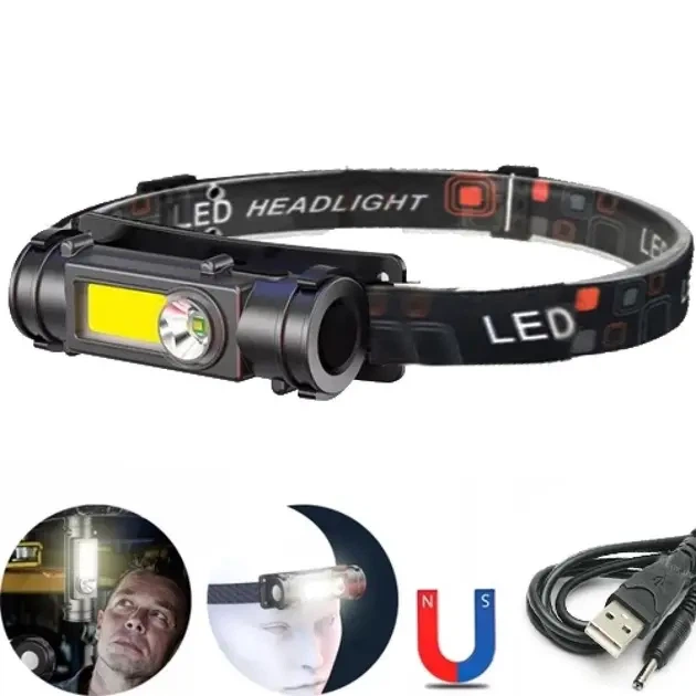 Маленький налобный фонарь Police GL-211-ХРЕ-COB от USB с магнитом, встроенный аккумулятор - Фото 3 Маленький налобный фонарь Police GL-211-ХРЕ-COB от USB с магнитом, встроенный аккумулятор - изображение 3
