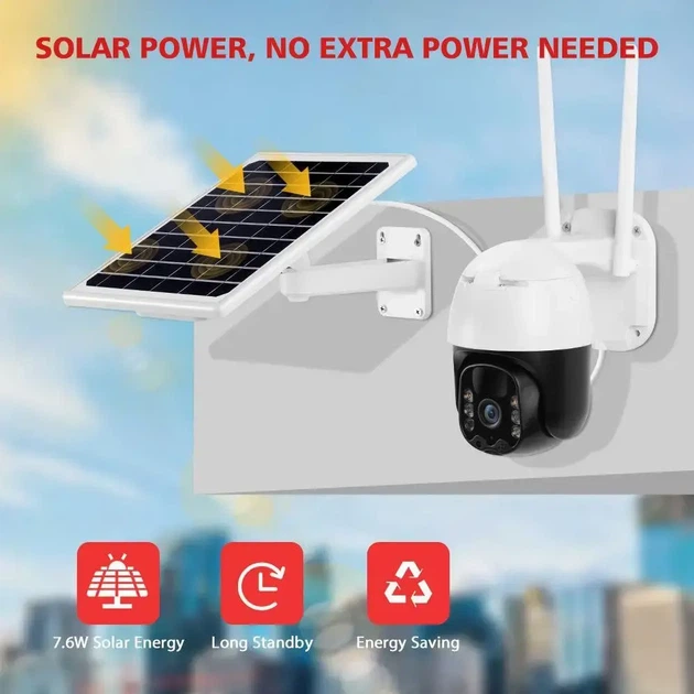 Поворотная солнечная камера безопасности 4G с аккумулятором 1080P и PIR детектором - изображение 7