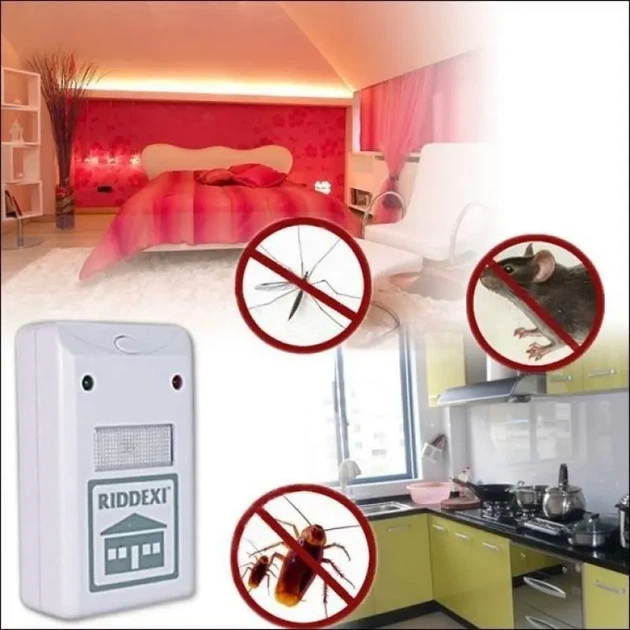 Экологически безопасный ультразвуковой отпугиватель RIDDEX Pest Repelling эффективен против насекомых и грызунов для площади до 200 м² - изображение 4